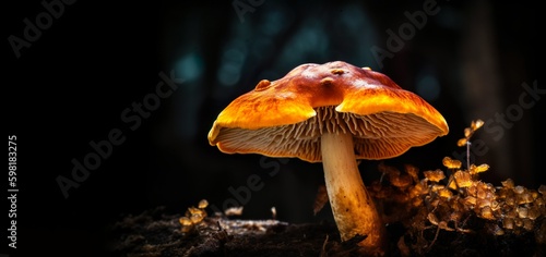 A mushroom that is lit up in the dark, generative AI 