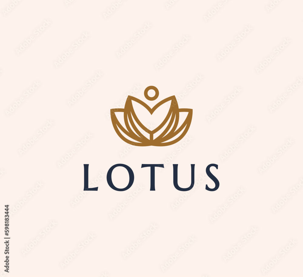 Luxury elegant lotus flower logo linear line art Luxury elegant lotus flower logo linear line art