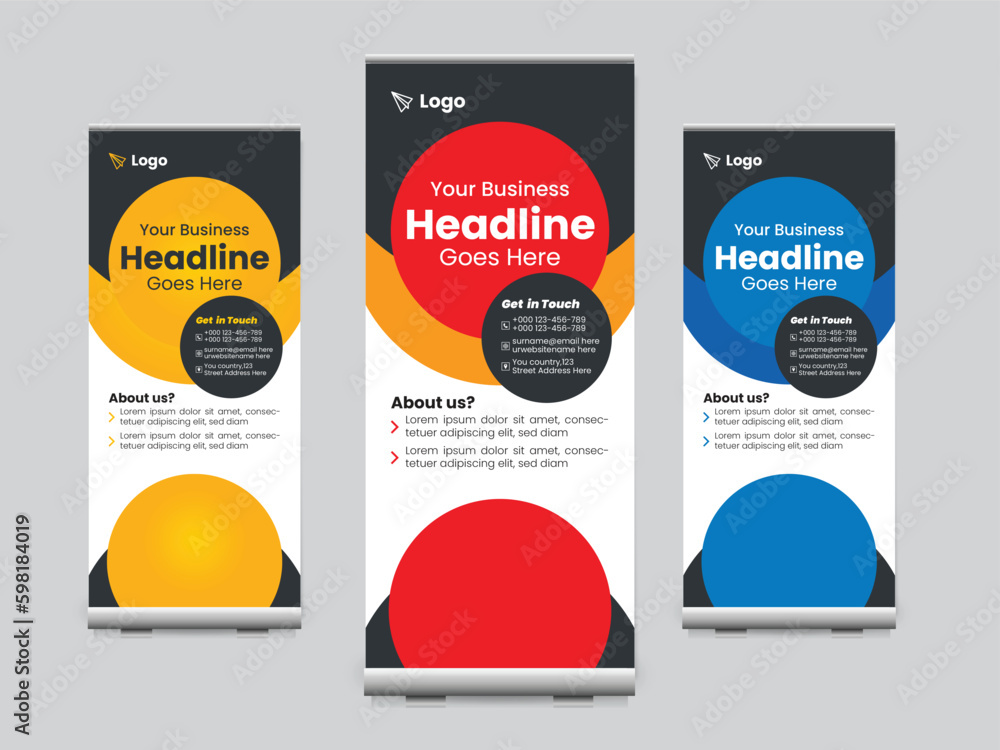 Modern design of rollup advertising stand, professional roll up stand banner template design