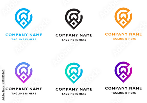 Check point creative symbol concept global positioning system icon template navigation mark logo
