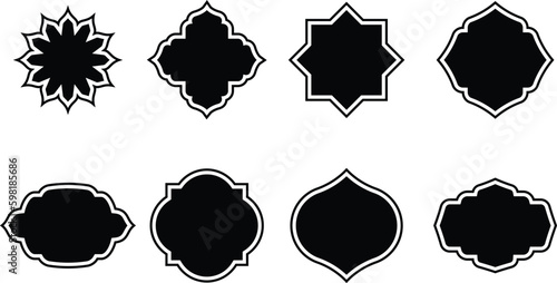 Set of Islamic Shape Illustration. flat Islamic door and arabic window Shape Illustration. Muslim oriental shapes design for Ramadan. Good for Islamic Design, Label, Sign, Sticker