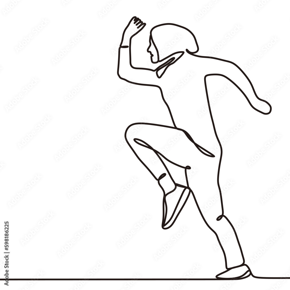 continuous line vector woman exercising