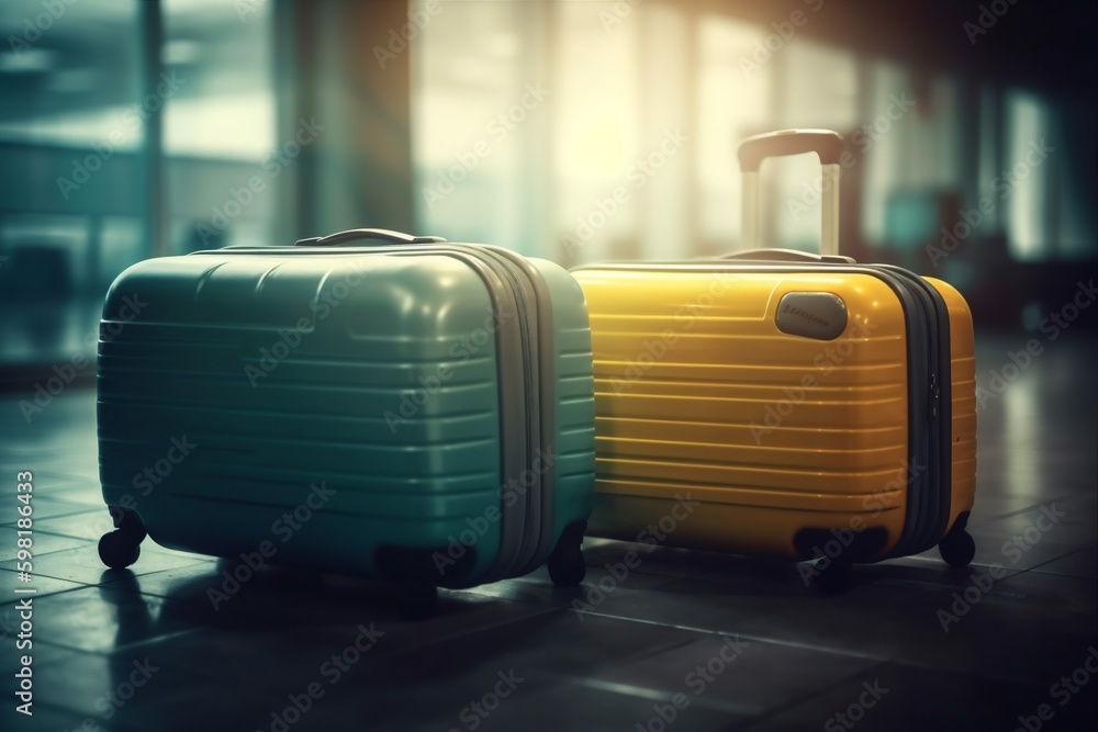 bag flight suitcase baggage travel air transportation terminal business departure. Generative AI. Generative AI