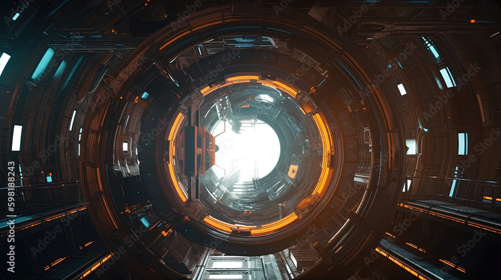 Obraz premium science fiction fantasy portal. Generative Ai