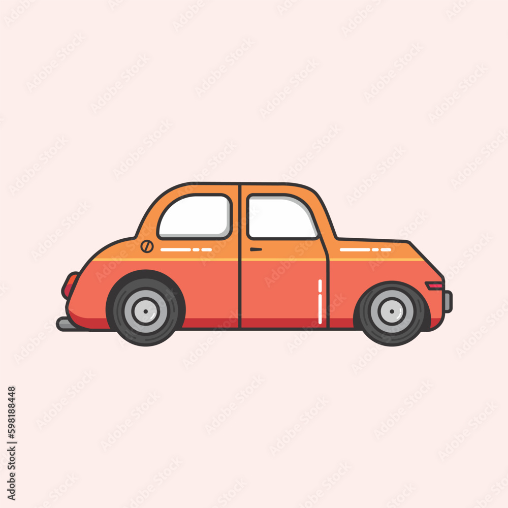 Retro car icon. Vector illustration in flat style.