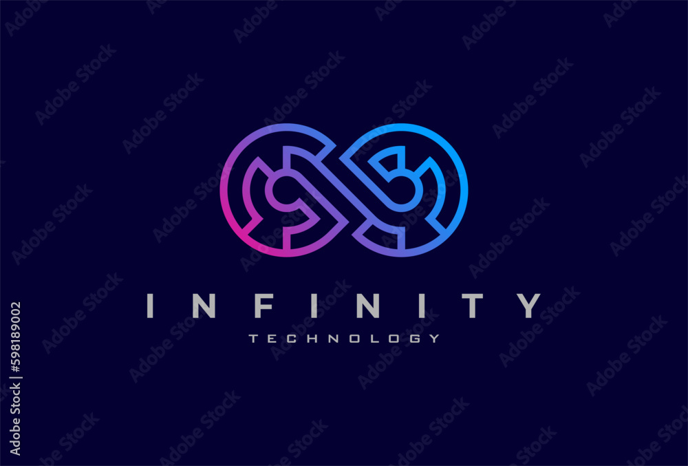 Infinity Technology Logo, abstract infinity with technology style, usable for technology and company logos, vector illustration Infinity Technology Logo, abstract infinity with technology style, usable for technology and company logos, vector illustration