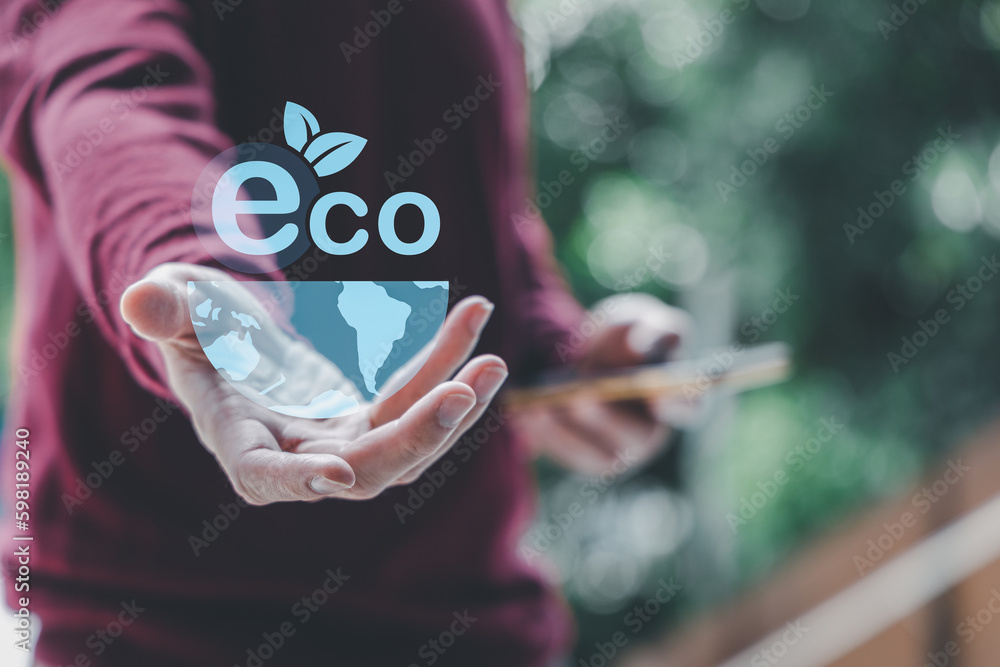 Concept day earth, Carbon neutral and net zero target. Sustainable environment and business.Eco