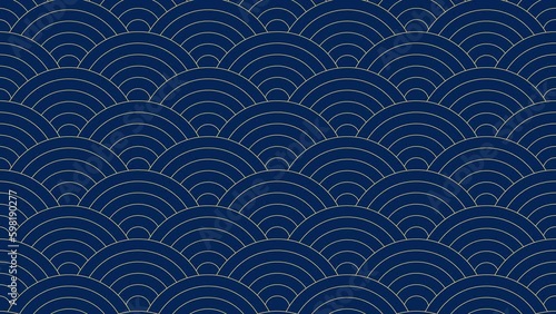 Moving animation of qinghai waves. Japanese wave pattern animation. 4K seamless loop animation photo