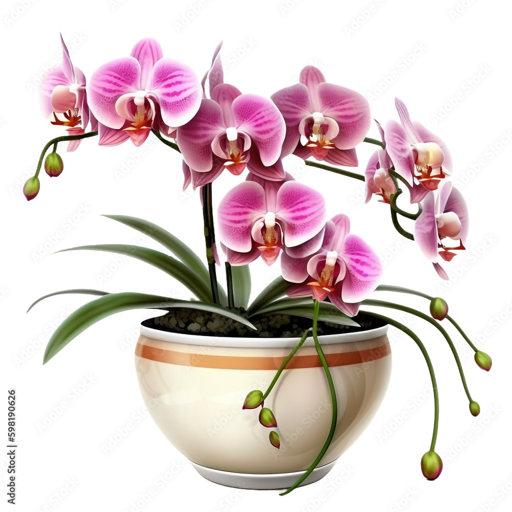 Naklejka premium Pink Orchid in a Vase Generative AI