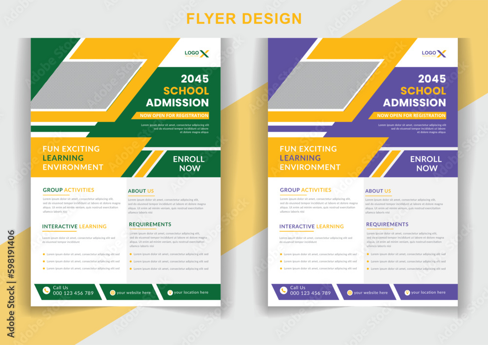 Kids school education admission flyer back to school flyer template