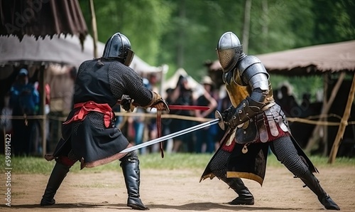 A duel between knights with swords drawn Creating using generative AI tools