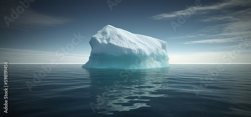 Ship cautiously navigates around floating iceberg Creating using generative AI tools © uhdenis