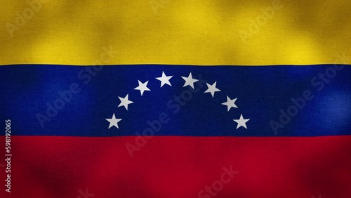 Waving Flag of Venezuela video background with vintage vignette overlay effect. Realistic Slow Motion