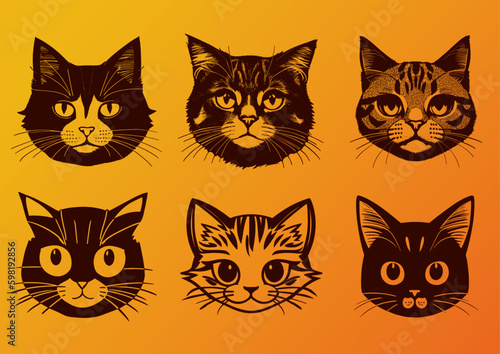Fototapeta Naklejka Na Ścianę i Meble -  cat face sketch vector illustration