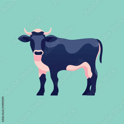 The cow goes moo. Vector illustration of a mooing cow in simple children's style.
