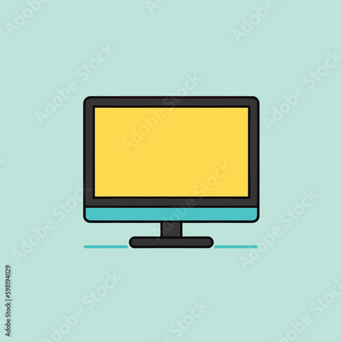 computer monitor, screen isolated on blue background. Vector illustration