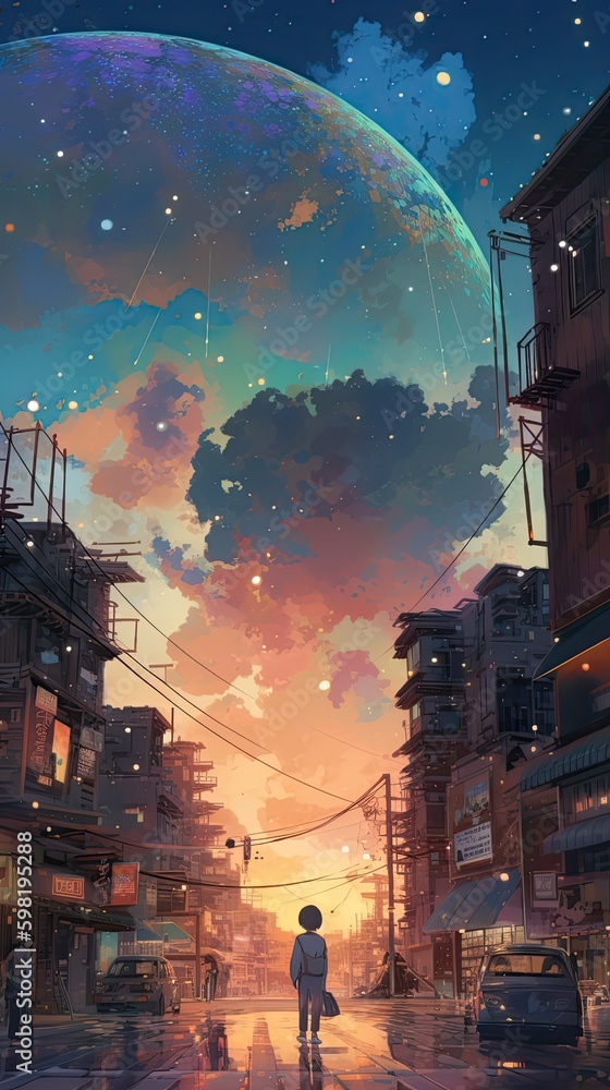 Obraz premium city in the night Generative AI 