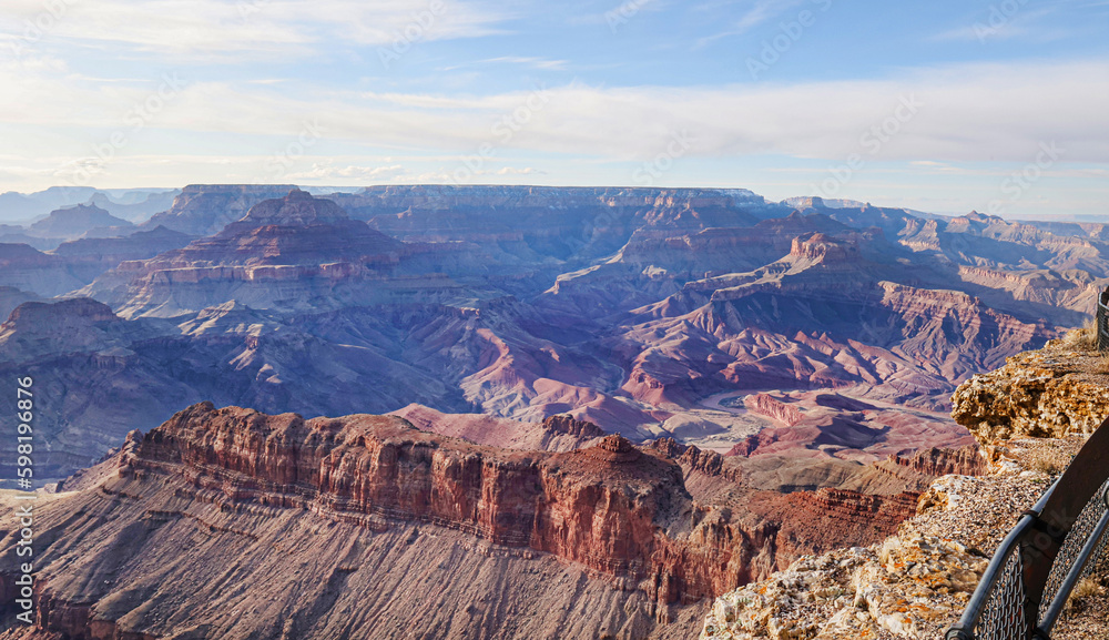 View of the Grand Canyon from Grand Canyon Trail on a Sunny Winter Day, Arizona