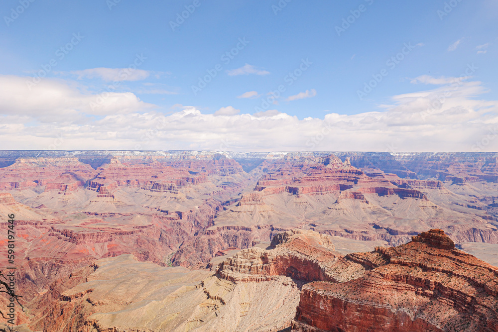 View of the Grand Canyon from Grand Canyon Trail on a Sunny Day, Arizona