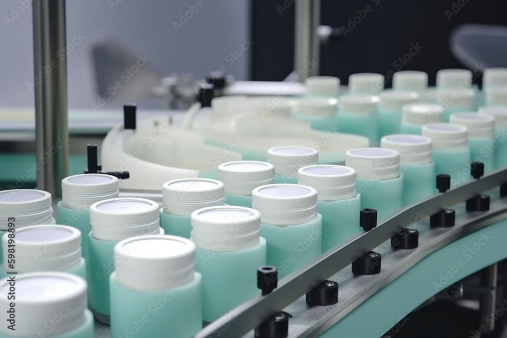 Fototapeta premium bottle cream laboratory medicine product jar research cosmetic care beauty. Generative AI. Generative AI