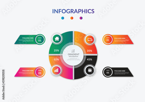 Gradient infographic element collection template