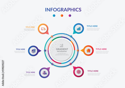 Gradient infographic element collection template
