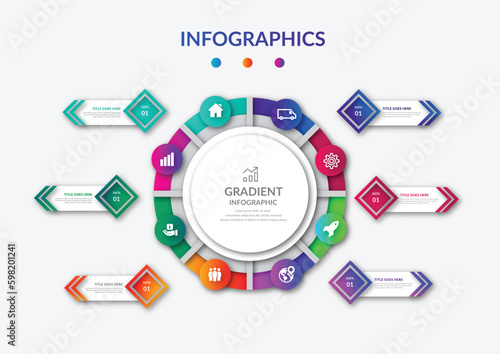 Gradient infographic element collection template