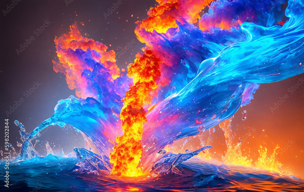 abstract  burning water background with generative AI technology