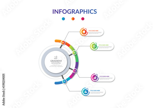 Flat circular gradient infographic element diagram infographic