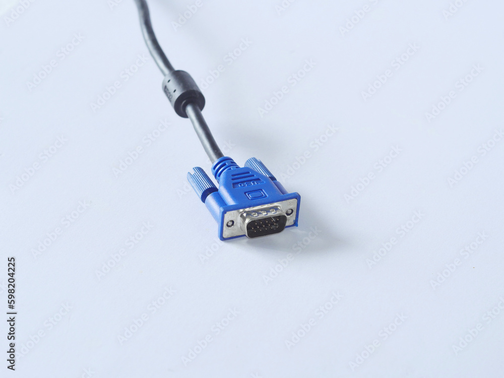 VGA tech pc input cable connector isolated on white background. VGA tech pc input cable connector isolated on white background.