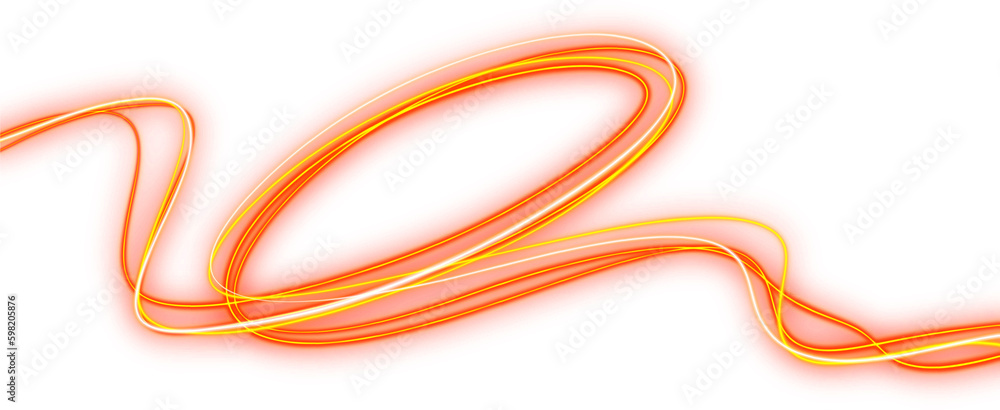 Curved neon line with glowing orange light Curved neon line with glowing orange light