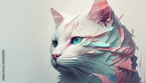 Fototapeta Naklejka Na Ścianę i Meble -  Cat abstract wallpaper. Soft background with kitten in Pastel colors generative ai