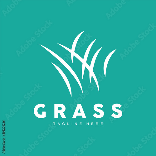 Green Grass Logo Design, Farm Landscape Illustration, Natural Scenery Vector