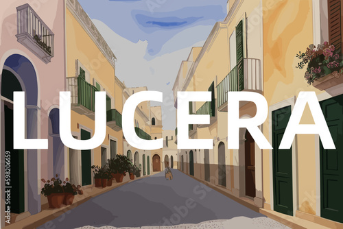 Fotografie Lucera: Beautiful painting of an Italian village with the name Lucera in Puglia