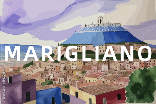 Marigliano: Beautiful painting of an Italian village with the name Marigliano in Campania