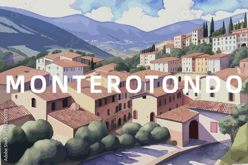 Photos Monterotondo: Beautiful painting of an Italian village with the name Monterotond