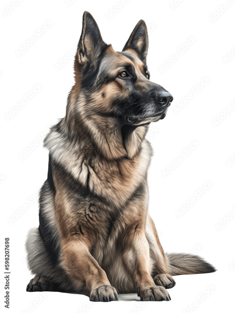 German Shepherd Full Body Frontal View LayingTransparent Background