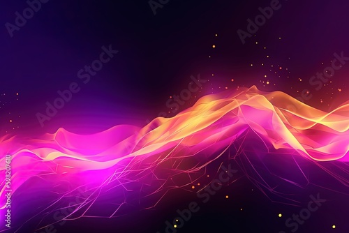 abstract futuristic background with gold pink blue glowing neon moving high speed wave lines and bokeh lights. Data transfer concept Fantastic wallpaper  Ai Generative