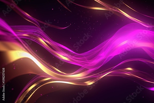 abstract futuristic background with gold pink blue glowing neon moving high speed wave lines and bokeh lights. Data transfer concept Fantastic wallpaper, Ai Generative