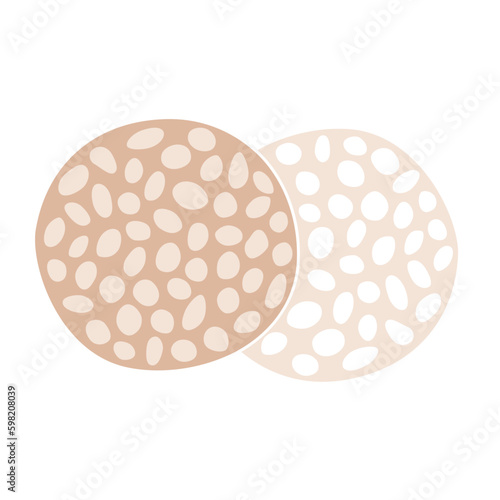 Puffed rice treats icon, vector doodle illustration of healthy rice crisps, vegan snack on the go, protein packed gluten free food, isolated colored clipart on white background