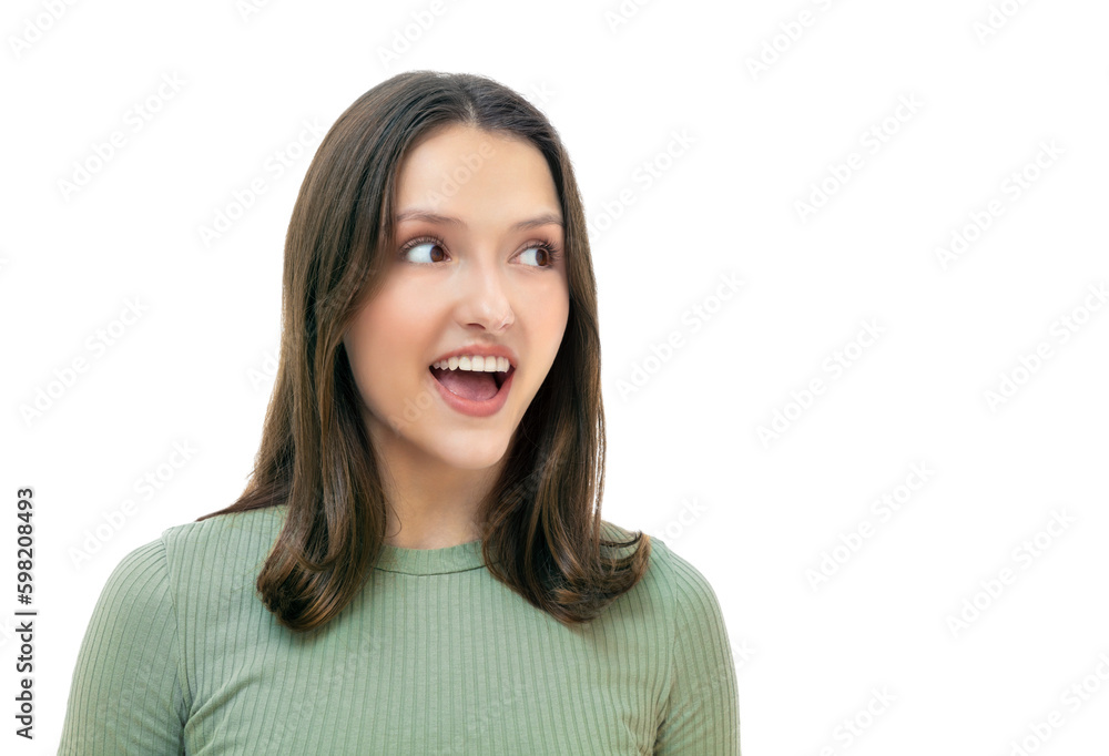 Portraint of young caucasian woman excited lucky receive unbelievable awesome present isolated on white background. Adorable girl surprised open mouth impressed smiling standing pleased. Portraint of young caucasian woman excited lucky receive unbelievable awesome present isolated on white background. Adorable girl surprised open mouth impressed smiling standing pleased.