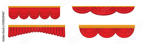 Red Stage Curtains for Theater Decor Vector Set