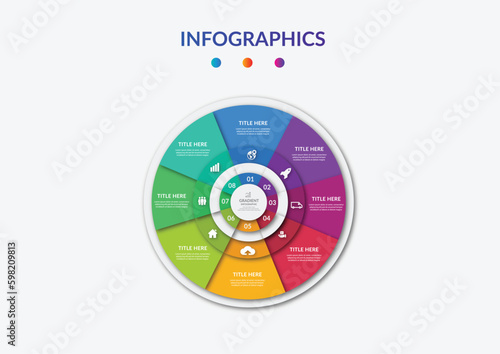 Creatiiv circle gradient infographic template design editable vector