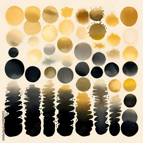 Black and Gold Gradient Abstract Water color Background 