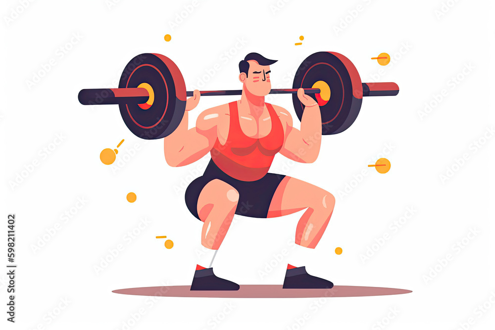 Fitness boy squat barbell arms gym. Slim, fit male athlete weightlifter training Fitness boy squat barbell arms gym. Slim, fit male athlete weightlifter training