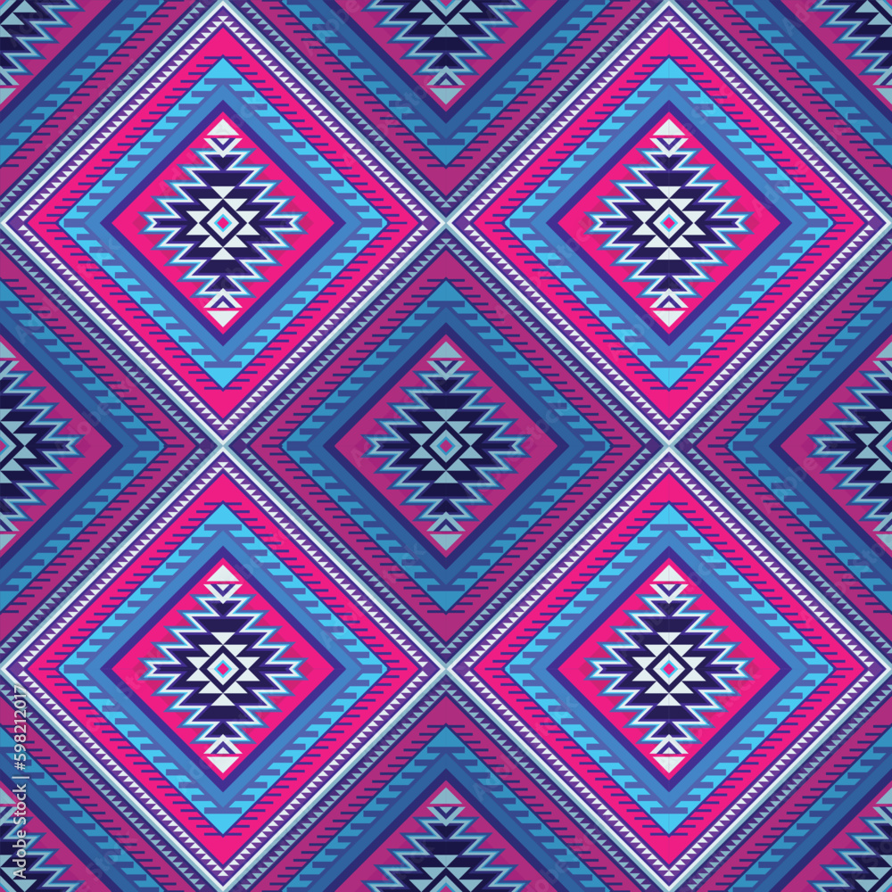 Fototapeta premium Native pattern american tribal indian ornament pattern geometric ethnic textile texture tribal aztec pattern navajo mexican fabric seamless Vector decoration fashion