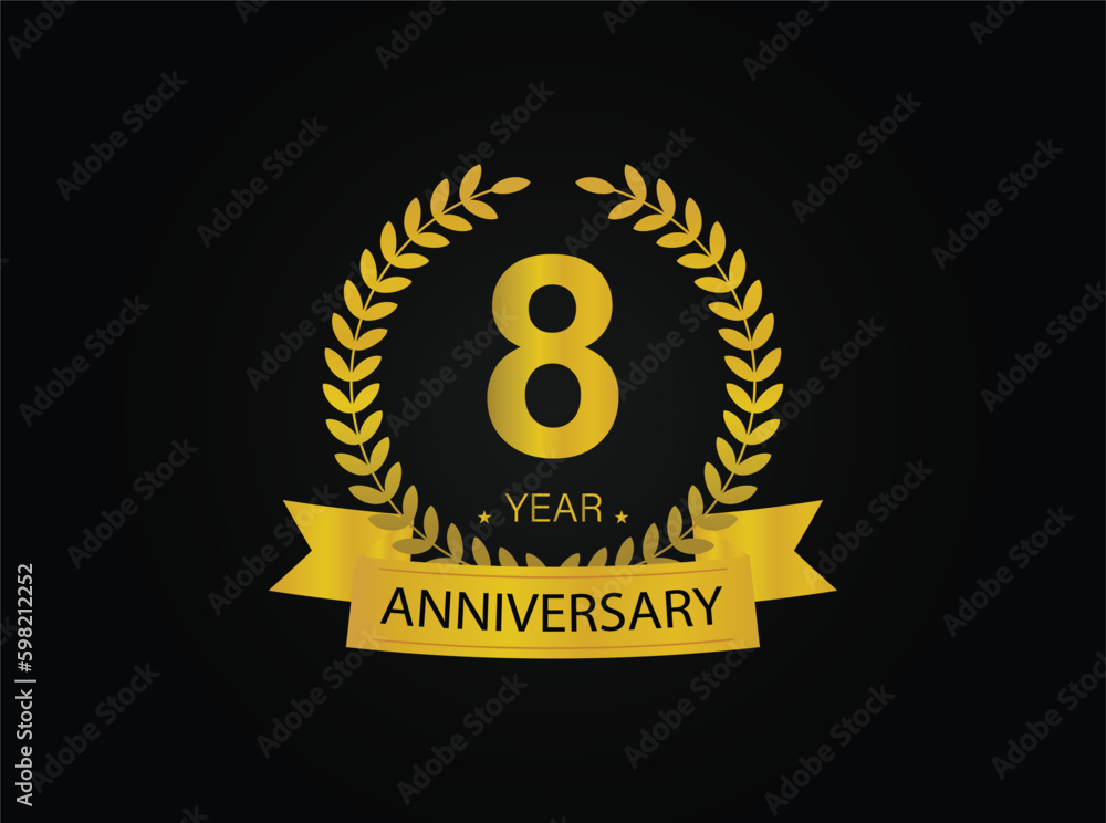 8th golden anniversary logo. with ring and ribbon. 8th golden anniversary logo. with ring and ribbon.