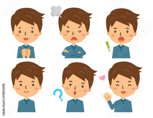 上半身　人物　イラスト　喜怒哀楽