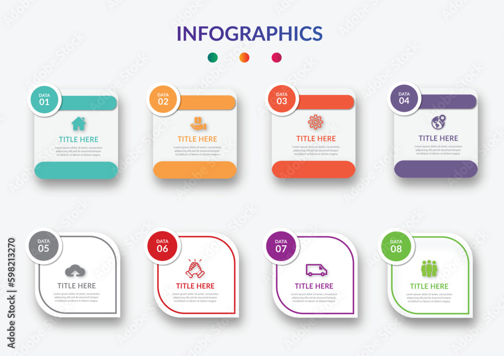 Modern gradient process flowchart infographic template Modern gradient process flowchart infographic template