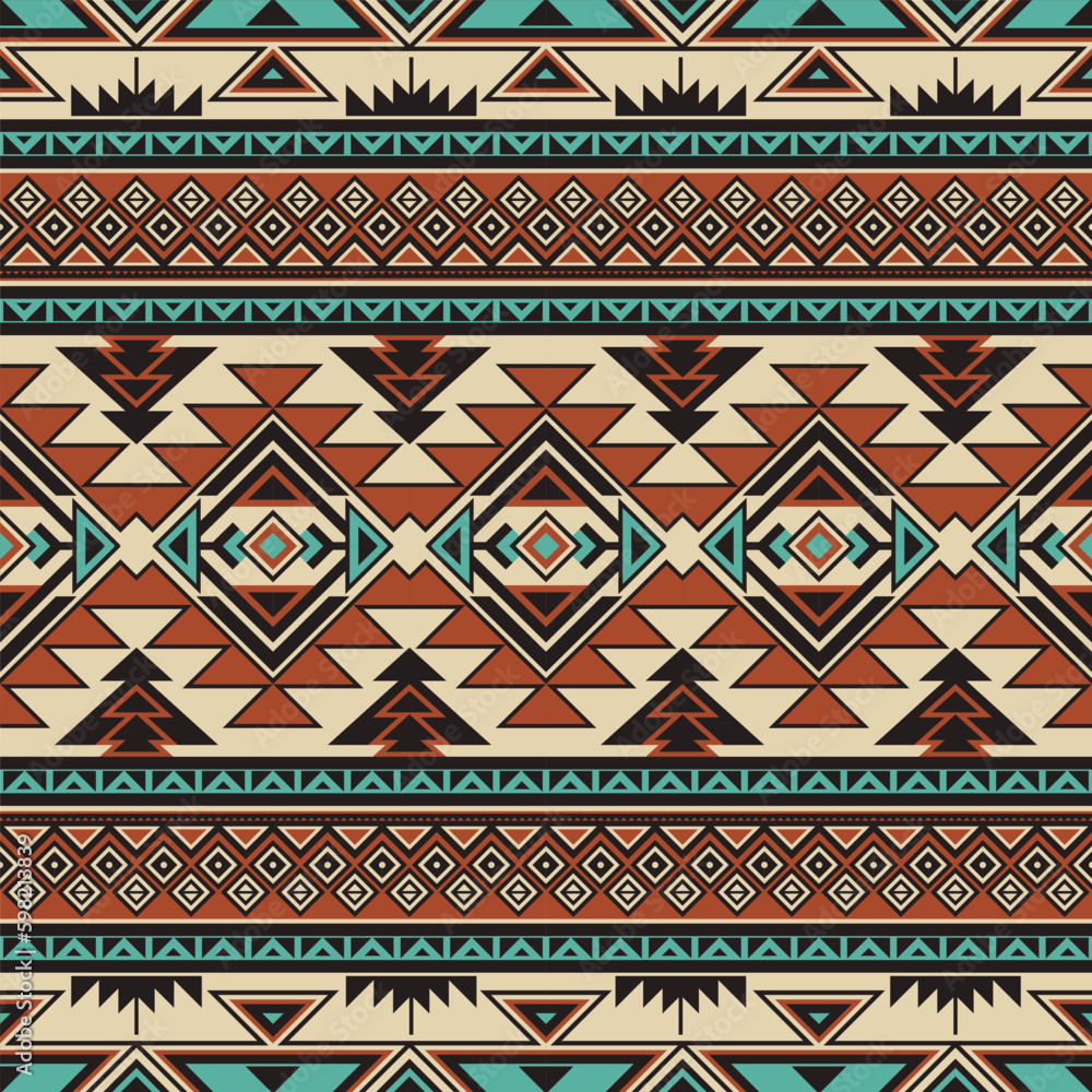 Native pattern american tribal indian ornament pattern geometric ethnic textile texture tribal aztec pattern navajo mexican fabric seamless Vector decoration fashion